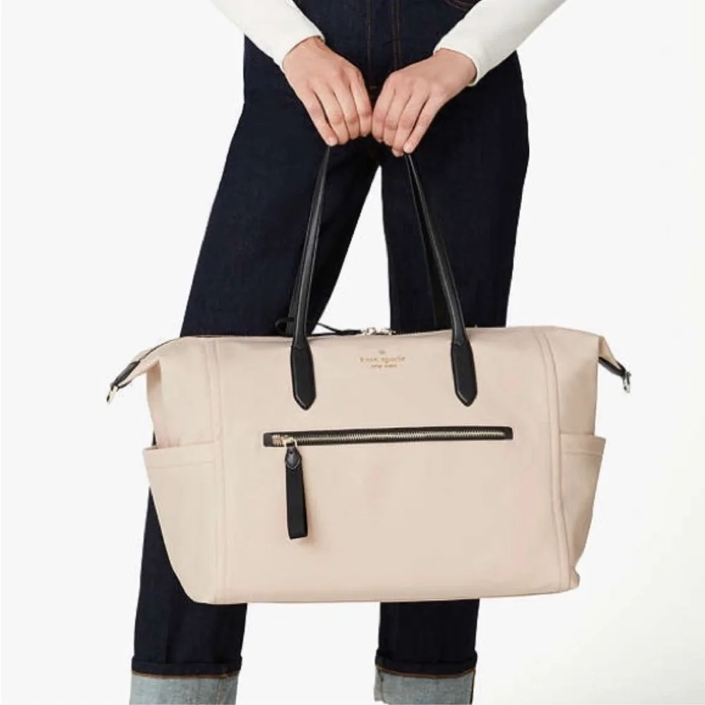 Kate Spade Chelsea Nylon Weekender Travel Tote Bag , Warm Beige NWT - Picture 2 of 8